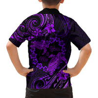 Polynesian Turtle Valentine Kid Hawaiian Shirt You And Me Purple Hibiscus Heart LT01 - Polynesian Pride