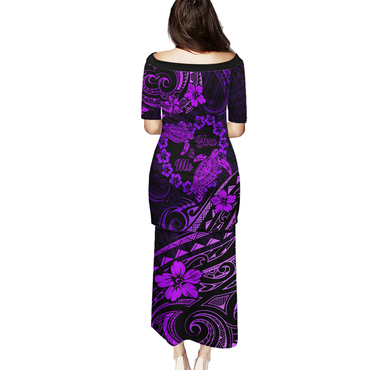 Polynesian Turtle Valentine Puletasi You And Me Purple Hibiscus Heart LT01 - Polynesian Pride