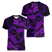 Polynesian Turtle Valentine Women V Neck T Shirt You And Me Purple Hibiscus Heart LT01 - Polynesian Pride