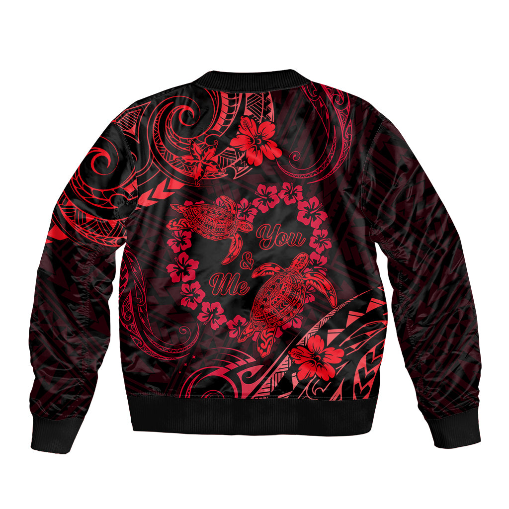 Polynesian Turtle Valentine Bomber Jacket You And Me Red Hibiscus Heart LT01 - Polynesian Pride