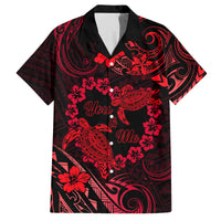 Polynesian Turtle Valentine Family Matching Long Sleeve Bodycon Dress and Hawaiian Shirt You And Me Red Hibiscus Heart LT01 Dad's Shirt - Short Sleeve Red - Polynesian Pride