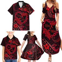 Polynesian Turtle Valentine Family Matching Summer Maxi Dress and Hawaiian Shirt You And Me Red Hibiscus Heart LT01 - Polynesian Pride