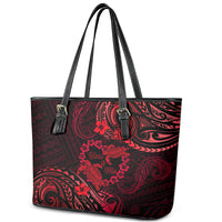 Polynesian Turtle Valentine Leather Tote Bag You And Me Red Hibiscus Heart LT01 - Polynesian Pride