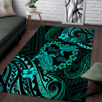 Polynesian Turtle Valentine Area Rug You And Me Turquoise Hibiscus Heart LT01 Turquoise - Polynesian Pride