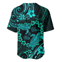 Polynesian Turtle Valentine Baseball Jersey You And Me Turquoise Hibiscus Heart LT01 - Polynesian Pride
