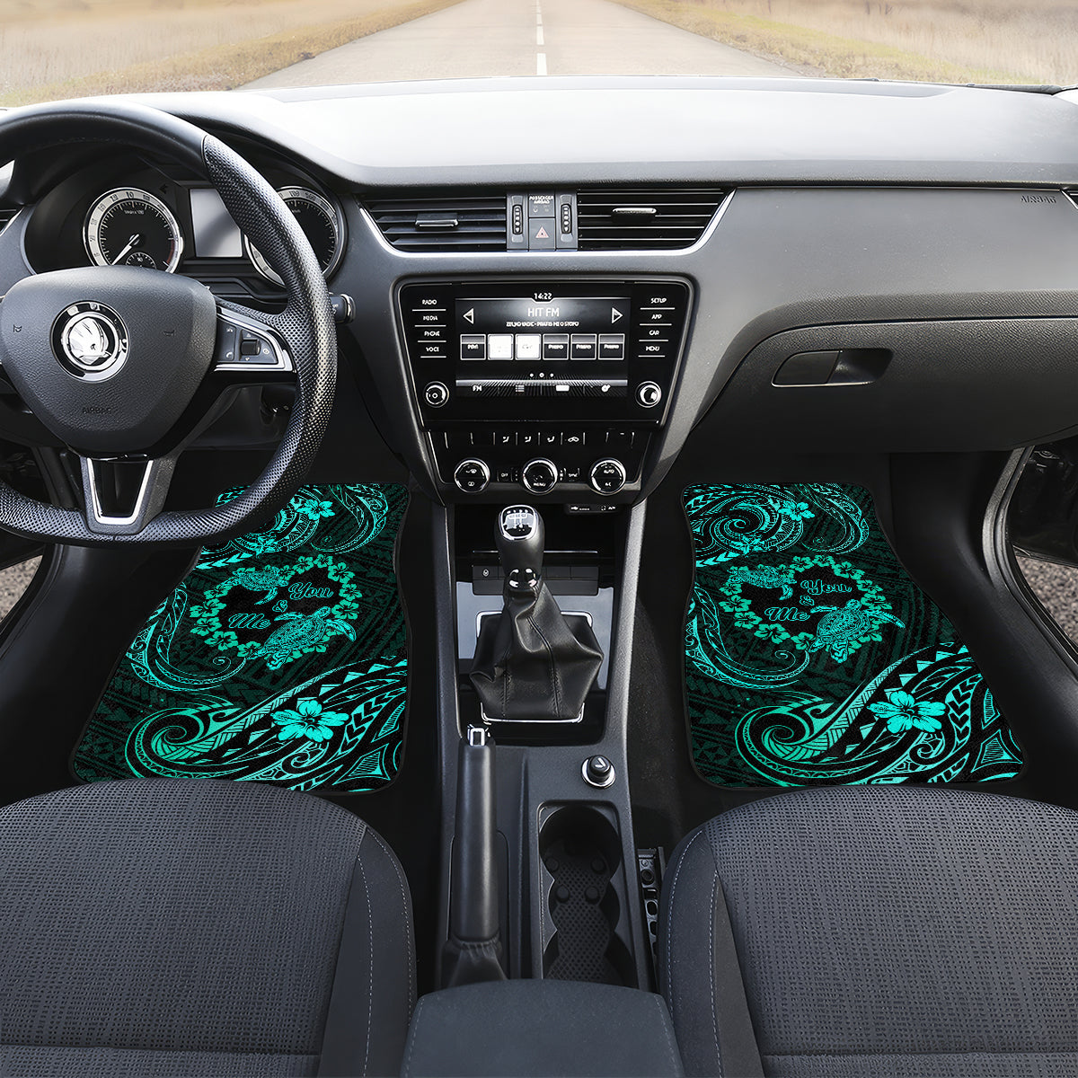 Polynesian Turtle Valentine Car Mats You And Me Turquoise Hibiscus Heart LT01 - Polynesian Pride