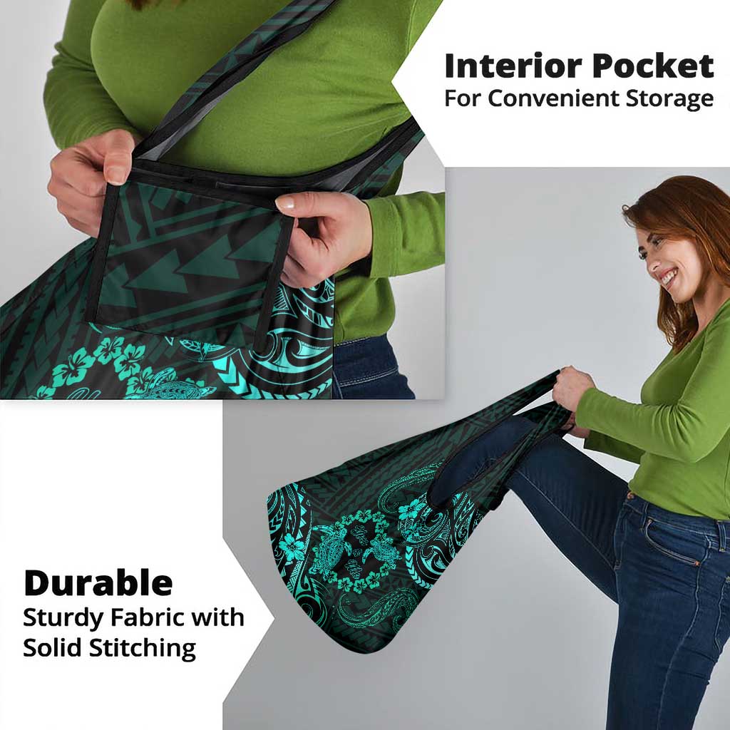 Polynesian Turtle Valentine Grocery Bag You And Me Turquoise Hibiscus Heart