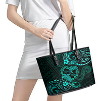Polynesian Turtle Valentine Leather Tote Bag You And Me Turquoise Hibiscus Heart LT01 - Polynesian Pride