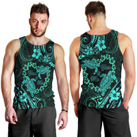 Polynesian Turtle Valentine Men Tank Top You And Me Turquoise Hibiscus Heart LT01 - Polynesian Pride