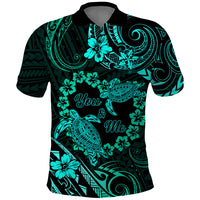 Polynesian Turtle Valentine Polo Shirt You And Me Turquoise Hibiscus Heart LT01 Turquoise - Polynesian Pride