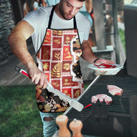 Hawaii Japanese Culture Black Apron Spring Cranes Aloha Pattern