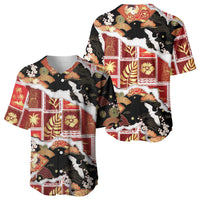 Hawaii Japanese Culture Black Baseball Jersey Spring Cranes Aloha Pattern