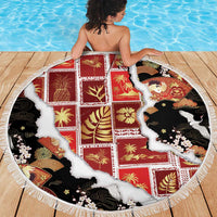 Hawaii Japanese Culture Black Beach Blanket Spring Cranes Aloha Pattern