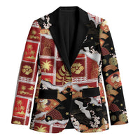 Hawaii Japanese Culture Black Blazer Spring Cranes Aloha Pattern