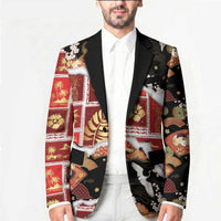 Hawaii Japanese Culture Black Blazer Spring Cranes Aloha Pattern