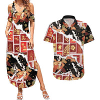 Hawaii Japanese Culture Black Couples Matching Summer Maxi Dress and Hawaiian Shirt Spring Cranes Aloha Pattern LT01 Black - Polynesian Pride