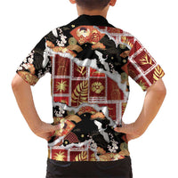 Hawaii Japanese Culture Black Family Matching Off Shoulder Maxi Dress and Hawaiian Shirt Spring Cranes Aloha Pattern