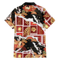 Hawaii Japanese Culture Black Family Matching Off Shoulder Maxi Dress and Hawaiian Shirt Spring Cranes Aloha Pattern