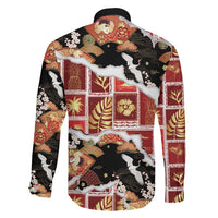 Hawaii Japanese Culture Black Family Matching Tank Maxi Dress and Hawaiian Shirt Spring Cranes Aloha Pattern
