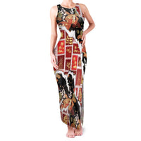 Hawaii Japanese Culture Black Family Matching Tank Maxi Dress and Hawaiian Shirt Spring Cranes Aloha Pattern