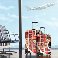 Hawaii Japanese Culture Black Luggage Cover Spring Cranes Aloha Pattern