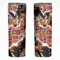 Hawaii Japanese Culture Black Skinny Tumbler Spring Cranes Aloha Pattern