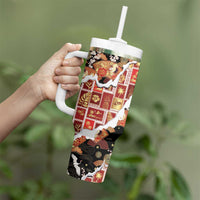 Hawaii Japanese Culture Black Tumbler With Handle Spring Cranes Aloha Pattern