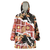 Hawaii Japanese Culture Black Wearable Blanket Hoodie Spring Cranes Aloha Pattern LT01 One Size Black - Polynesian Pride