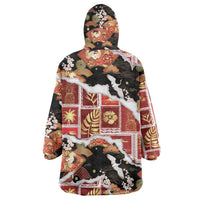 Hawaii Japanese Culture Black Wearable Blanket Hoodie Spring Cranes Aloha Pattern LT01 - Polynesian Pride