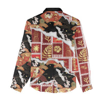 Hawaii Japanese Culture Black Women Casual Shirt Spring Cranes Aloha Pattern LT01 - Polynesian Pride