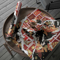 Hawaii Japanese Culture Black Wrapping Paper Spring Cranes Aloha Pattern