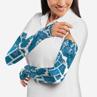 Hawaii Japanese Culture Blue Arm Sleeves Spring Cranes Aloha Pattern