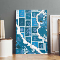 Hawaii Japanese Culture Blue Canvas Wall Art Spring Cranes Aloha Pattern