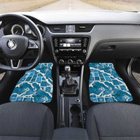 Hawaii Japanese Culture Blue Car Mats Spring Cranes Aloha Pattern