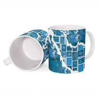 Hawaii Japanese Culture Blue Ceramic Mug Spring Cranes Aloha Pattern