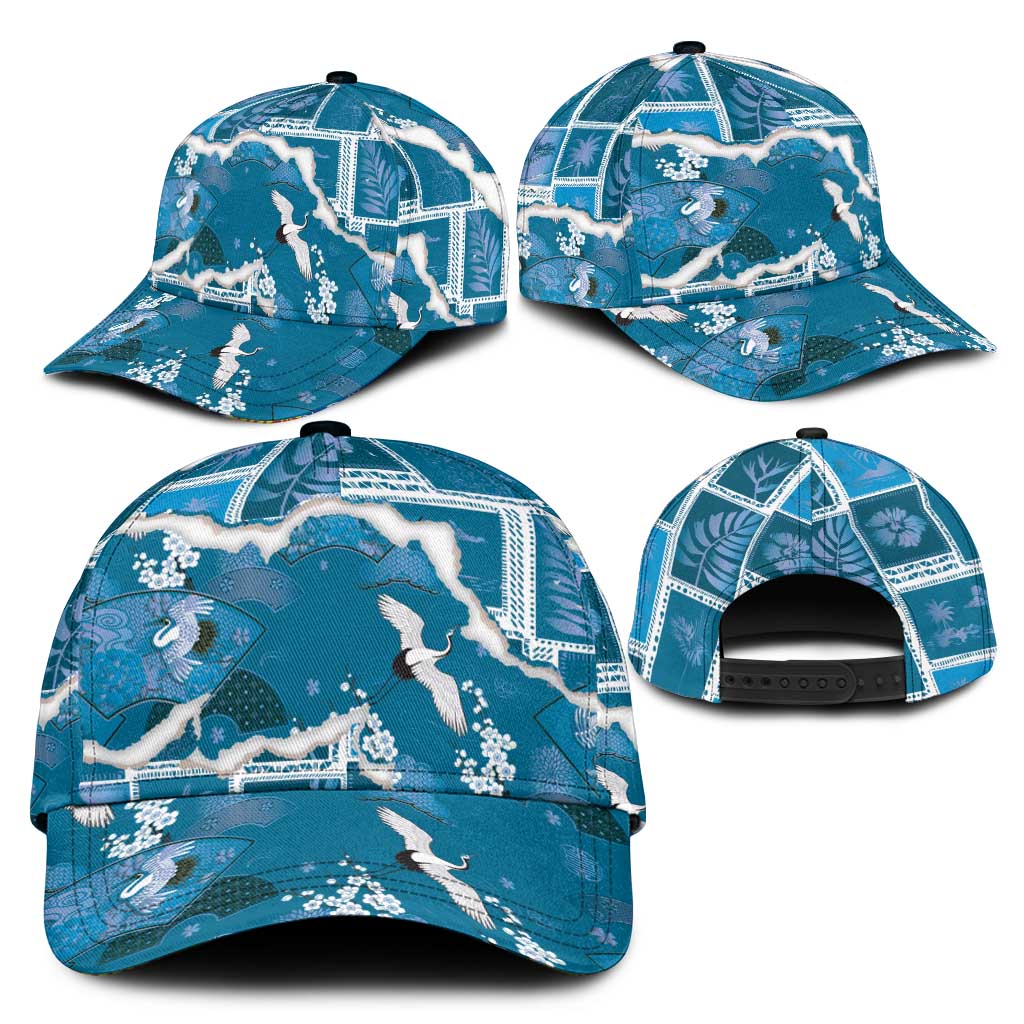 Hawaii Japanese Culture Blue Classic Cap Spring Cranes Aloha Pattern