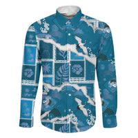 Hawaii Japanese Culture Blue Family Matching Mermaid Dress and Hawaiian Shirt Spring Cranes Aloha Pattern