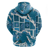 Hawaii Japanese Culture Blue Hoodie Spring Cranes Aloha Pattern