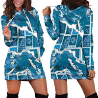 Hawaii Japanese Culture Blue Hoodie Dress Spring Cranes Aloha Pattern LT01 - Polynesian Pride