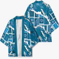 Hawaii Japanese Culture Blue Kimono Spring Cranes Aloha Pattern