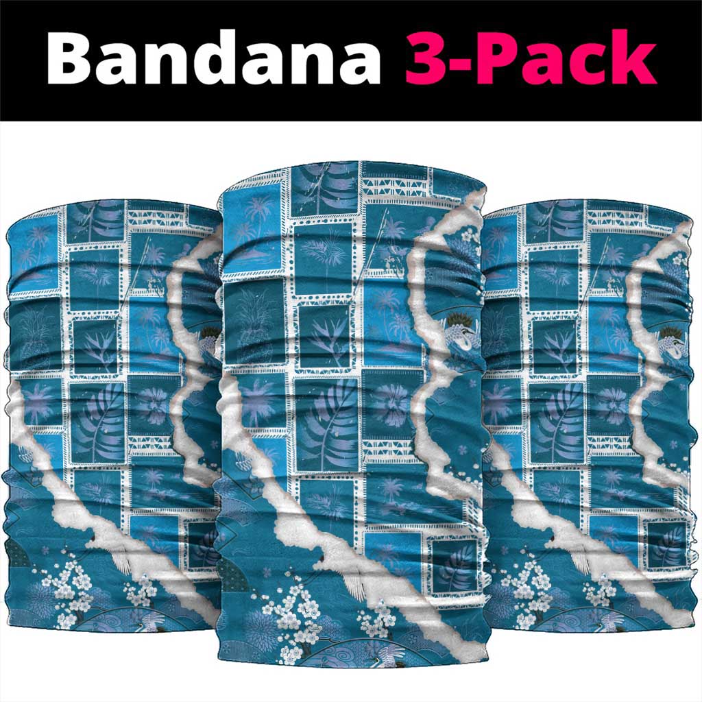 Hawaii Japanese Culture Blue Neck Gaiter Spring Cranes Aloha Pattern