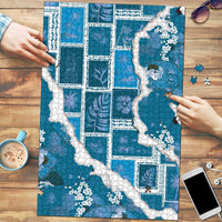 Hawaii Japanese Culture Blue Puzzle Spring Cranes Aloha Pattern