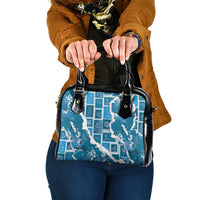 Hawaii Japanese Culture Blue Shoulder Handbag Spring Cranes Aloha Pattern