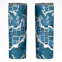 Hawaii Japanese Culture Blue Skinny Tumbler Spring Cranes Aloha Pattern LT01 Blue - Polynesian Pride