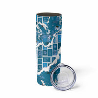 Hawaii Japanese Culture Blue Skinny Tumbler Spring Cranes Aloha Pattern LT01 - Polynesian Pride