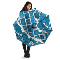 Hawaii Japanese Culture Blue Umbrella Spring Cranes Aloha Pattern