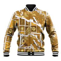 Hawaii Japanese Culture Gold Baseball Jacket Spring Cranes Aloha Pattern