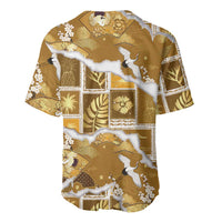 Hawaii Japanese Culture Gold Baseball Jersey Spring Cranes Aloha Pattern