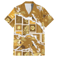 Hawaii Japanese Culture Gold Family Matching Puletasi and Hawaiian Shirt Spring Cranes Aloha Pattern