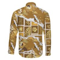 Hawaii Japanese Culture Gold Family Matching Short Sleeve Bodycon Dress and Hawaiian Shirt Spring Cranes Aloha Pattern
